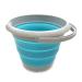SAMMART 5L / 1.32 Gallon Collapsible Plastic Bucket - Foldable Round Tub - Portable Fishing Water Pail - Space Saving Outdoor Waterpot (5L Round, Grey/Bright Blue) 5L Round Grey/Bright Blue
