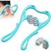 Manual Neck Massage Roller 6 Balls Neck Massager Dual Pressure Point Massager Neck the Shiatsu neck massager massages the neck deep to relieve pain (light blue)