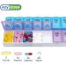 EZY DOSE Weekly Pill Organizer & Planner - Contoured Bottom for Easy Pill Removal, Large Blue/Purple AM/PM - 1 Count - Buy Online on GoSupps.com
