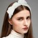 Flatser Bowknot Head Band Wide Bow Pearls Headband White Knotted Hairband Prom Birthday Wedding Hair Accessories for Women