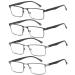 Fsread 4 Pack Reading Glasses Men Lightweight Blue Light Blocking Metal Frame Men's Reading Glasses +1.50 4 Mix 1.5 x
