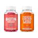 Biotin & Turmeric Vegan Gummies Combo | Max Strength Hair Growth Skin Health and Overall Wellness | 10000mcg Biotin & 95% Standardized Turmeric Curcumin | Natural Non-GMO and Gluten-Free Supplement