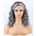 SYMEIW Short Silver Grey Wavy Headband Wig for Black Women - Curly Half Wig with Attached Headband - Synthetic Turban Wrap Wigs in Gray - Buy Online on GoSupps.com