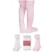 LA Active Baby Girls Tights - Cozy Warm WinterTights - Baby Toddler Infant Newborn Kids Non Skid/Slip Grip Cotton Cable Knit 2T 3T 4T 5T 6-12 Months Daisy White and Cherry Blossom Pink - 2 Pairs