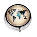 FoRes Abstract World Map Print Cute Travel Pill Organizer Weekly Round Pill Box Portable Medicine Organizer Black