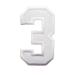 3 INCH White Number 3 Patches Appliques Fabric Decorating for Hat Cap Polo Backpack Clothing Jacket T-Shirt DIY Embroidered Iron On/Sew On Patch