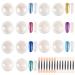 FRIUSATE 14 Boxes White Chrome Nail Powder Shell Nail Glitter Clear Ice Shimmer Pearl Chrome Nail Powder Glazed Donut Pearlescent Nail Powder Mirror Effect for Nail Art DIY Salon(7 Styles)