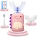 KAQINWX Kids Electric Toothbrushes  U Shaped Ultrasonic Toothbrush  Rechargeable Kids Toothbrush w/Smart Timer  3 Brush Heads Replacement  3 Clean Modes  IPX7 Water Resistant for Child 2-12 Pink