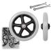 6in/7in/8in Replacement Walker Wheels Wheelchair Front Casters Solid Tires Anti-Slip Rubber Wheels for Rollators Set of 2-Black/Grey Grey 8in (20cm)
