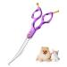 Purple Dragon 6 inch dog cups bent for dogs and cat grooming scissors with ultra -light space Aluminum handle jp 440c steel professional fur shear dogs for dog hairdressers and beginners purple 6 "
