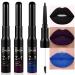 DNM 3Pcs Dark Blue Black Purple Matte Lip Liner and Liquid Lipsticks Lip Gloss Stain Liner Makeup Sets Smudge Proof, 24 Hour Long Lasting Liquid Lazy Lipstick Waterproof labial mate larga duracion 24 3 Count (Pack of 1) Set07