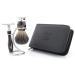 Safety razor set with stainless steel razor holder stand badger hair shaving brush for men pure leather bag