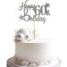 Glittered Elegance Happy 60th Birthday Glittered Cake Topper - Party Supplies Decorations Decor (60th Birthday Silver) Silver 60th Birthday - Buy Online on GoSupps.com