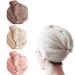 Hair turban 3 pieces of turban hair dryer with a button microfiber soft quick -drying drying hair turban shower towels super absorbent hair drying cloth for all hair types beige pink brown