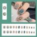24Pcs Glossy Green Rhinestone French Tip False Nails - Reusable Acrylic Full Cover Stick on Nails - Buy Online on GoSupps.com