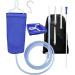Enema Bag Kit for Colon Cleansing Coffee Women Men Constipation, 2L Folding Enema Bucket Shower Anal Vaginal Douche Cleaner Set with 6ft Silicone Hose and 4 Replacement Nozzle for Adult Child BPA Free TPU