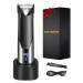 Rantizon Balls Trimmer Men Body Trimmer Ceramic Blade Body Hair Trimmer Men & Pubic Hair Razor Replaceable IPX7 Waterproof Wet Dry LCD Display and Travel Lock W/Charging Dock LCD style