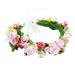 Brikuinr Flower Halo Floral Crown Wreath Boho Flower Headband Hair Wreath Hair Garland Floral Headpiece with Ribbon Wedding Party Festival