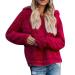 Bigfanshu Women's Sweaters Casual Fleece Long Sleeve Pullover Blouse Shirts Sweatshirt Red