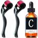 Xyemao Derma Roller 540 Titanium Skin Care Micro Needle 0.5mm/1.0mm + Vitamin C Serum Vitamin E with Hyaluronic Acid (2 Pack)