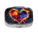 Colorful Heart Printed Square Pill Box Portable Travelling Pill Box Medicine Organiser