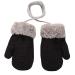 Baby Toddler Furry Winter Gloves Cold Weather Warm Knit Magic Mittens On String Kids Insulated Snow Warm Gloves with Fleece Lining for Baby Girls Boys 0-3 Years Gift B-Black