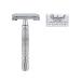 ROCKWELL RAZORS R1 Double Edge Safety Razor in White Chrome, Butterfly Open with 5 Blades