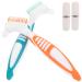 Healeved Toothbrush 2 Sets Denture Brush Double- Sided with Carrying Case Denture Cleaning Brush Heads for False Teeth Cleaning Artificial Teeth Cleaning Tool Denture Cleanser Travel Size Toiletries
