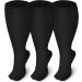 Gcbiger 3 Pairs Plus Size Compression Socks (20-30 mmHg) for Women & Men Wide Calf Extra Large Knee High Stockings 3XL Plus Black