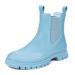 DKSUKO Women's Short Rain Boots Rubber Waterproof Garden Boots Elastic Slip On Ankle Chelsea Boot Fashion Insulated Rain Shoe for Outdoor Work Thick Sole 7 Sky Blue
