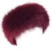 FHQHTH Faux Fur Headband with Elastic for Women Winter Earwarmer Ski Cold Earmuff Wine Red