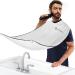 Beard Bib Apron, Beard Hair Clippings Catcher for Shaving and Trimming, Men's Shaving Beard Catcher, Non-Stick Beard Shave Cape, with Strong Suction Cups, Grooming Gifts for Men - White