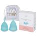 Reusable menstrual cup 2 sizes in a set - practical & reliable alternative to tampons & pads (blue)