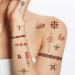 Ukrainian traditional Ornaments minimalistic ethnic temporary tattoos with black and red geometric illustrations