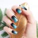 LIARTY 24 Pcs 12 Different Size Simple Gardient Blue Black Medium Length Square Full Cover False Nails with Design