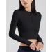 ZHENWEI Women's Cropped Athletic Jacket - Black, Medium - Long Sleeve Half Zip Workout Top - Buy Online on GoSupps.com