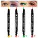 BINGBRUSH 4Pcs Double-head Liquid Stamp Eyeliner Pencil  5 in 1 Green Flowers Red Heart Orange Moon Yellow Star Shapes Face Stamps Makeup Colorful Waterproof Slim Gel Felt Tip High Pigment Liquid Eyeliner & Seal Colorful...