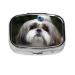 Shih Tzu Dog Printing 2 Compartment Small Pill Case Cute Small Pill Box Purse Pill Boxs Travel Pill Organizer for Pocket Purse and Travel Gifts