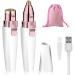Facial Hair Remover for Women  Eyebrow Trimmer Nose Hair Razor 2-in-1  Mini Bikini Razor Painless Precise Shaper  Portable Rechargeable Epilator for Lips  Body  Cheeks  Chin  Arms  Legs  Peach Fuzz