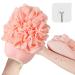 Exfoliating Glove with Loofah Sponge Exfoliating Mitt and Shower Loofah Exfoliating Gloves for Body Deep Exfoliating Glove with Bath Loofahs (Pink)