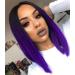 Quick Wig Ombre Wigs Purple Short Straight Bob Wig Black to Purple Middle Part Heat Resistant Fiber Synthetic Cosplay Party Wigs for Women