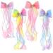 Ribbon Colored Hair Bows  4 Pcs Large Braided Bow with Clips Colorful Glitter Bowknot with Long  Big Hair Bows Clips for Women Girls Wedding Birthday Party (4 Colors)