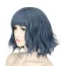 Topcosplay Women's Short Bob Wig - Curly Blue Synthetic Ponytail - Perfect for Halloween & Costume Parties - Buy Online on GoSupps.com