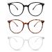 Gukasxi 3 Pack Blue Light block glasses round frame anti blue light glasses light weight clear lens reading glasses for women men computer glasses anti -glare glasses anti glare