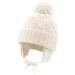 Pesaat Knitted Baby Winter Beanie Earflap Warm Hat for Infant Toddler Boys Girls Fleece Lined Beanies with Pompom 6-12 Months White