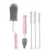 Silicone Bottle Brush Cleaner Soft Silicone Baby Bottle Brush for Cleaning Water Bottles Baby Bottles Thermoses Glasses Cups Wine Glass Food Jars (Pink)