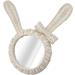 Rattan Wall Mirror Rabbit Shaped Decorative Hanging Mirror Retro White HD Mirror for Bathroom Bedroom Living Room - Buy Online on GoSupps.com