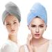 Microfiber Hair Wrap Towels for Long Hair Drying 2 Pack Blue and Gray for Women Curly Hair Anti Frizz Bule and Grey