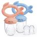 Dilovely Baby Fruit Feeder Silicone Teething Pacifiers for Babies Fresh Food Feeder with 3 Sizes Silicone Pouches BPA Free Mesh Feeder for Infants 2 Pack