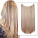 Silk-Co hair extension with rubber band smooth extensions with invisible cord synthetic hair part such as real hair hair sealing hair extensions for women light brown & blonde 50cm 50 cm light brown mix blonde